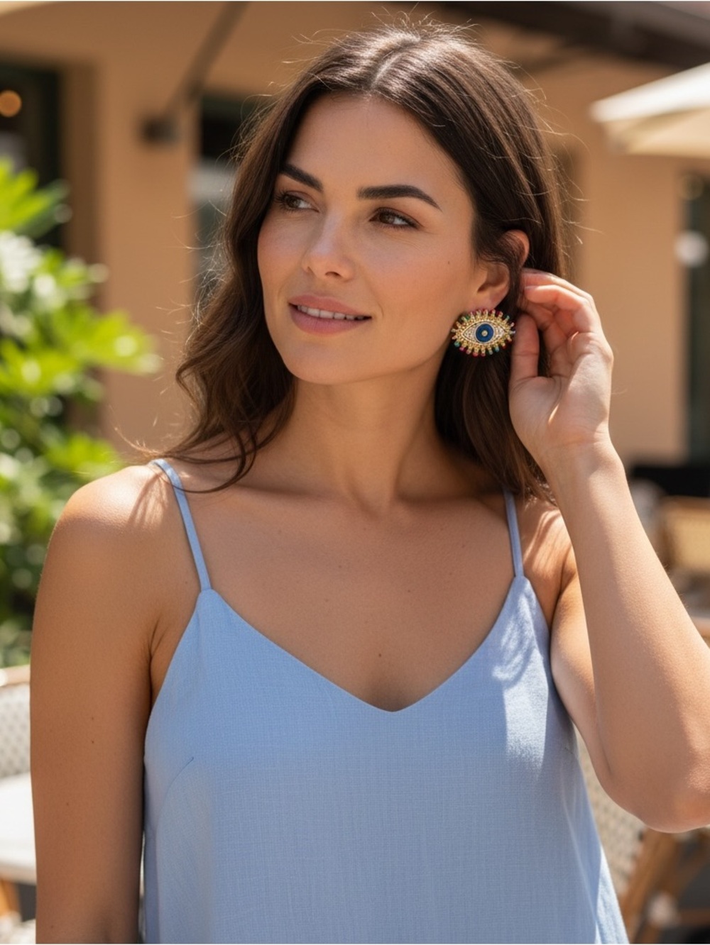 GOLD-TONE Multicolor Evil Eye Stud Earrings